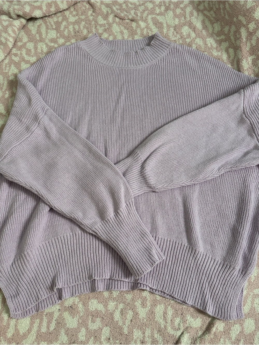 Pink Lily Lavender Crewneck Ribbed Knit Sweater